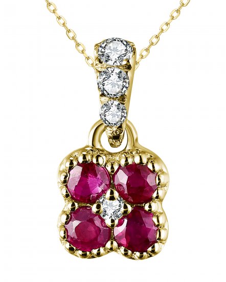 CLOVER STYLE COLORED STONE DIAMOND PENDANT (TP2497)
